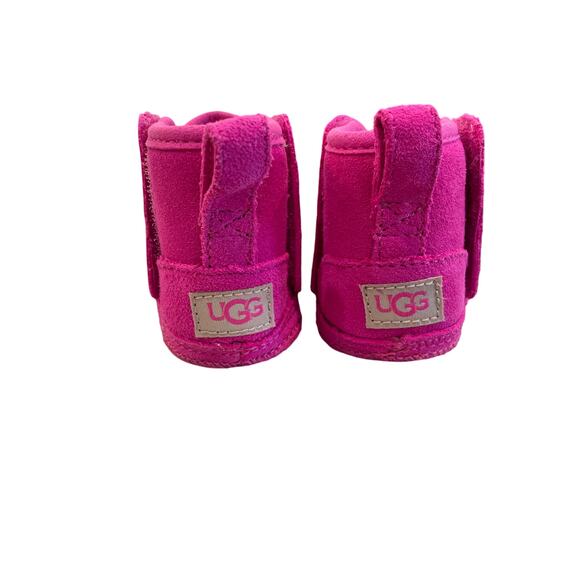 UGG Baby Boots Rock Rose Suede Sherpa lined Hook & Loop Closure Size 2/3 New - Picture 2 of 5